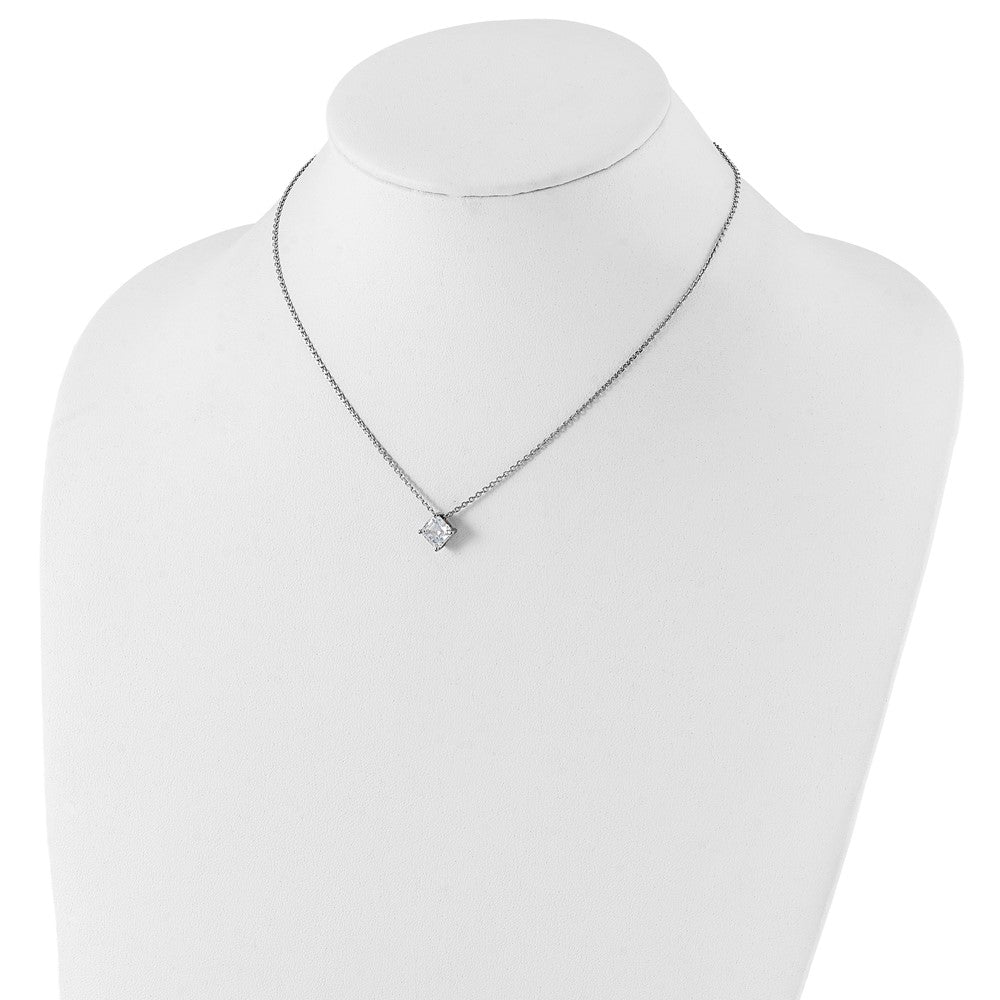 Cheryl M 925 Sterling Silver Cable Square CZ Necklace 18 Inches x 7 mm
