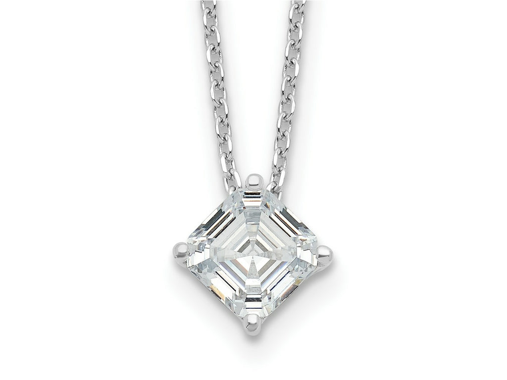 Cheryl M 925 Sterling Silver Cable Square CZ Necklace 18 Inches x 7 mm
