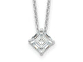 Cheryl M 925 Sterling Silver Cable Square CZ Necklace 18 Inches x 7 mm