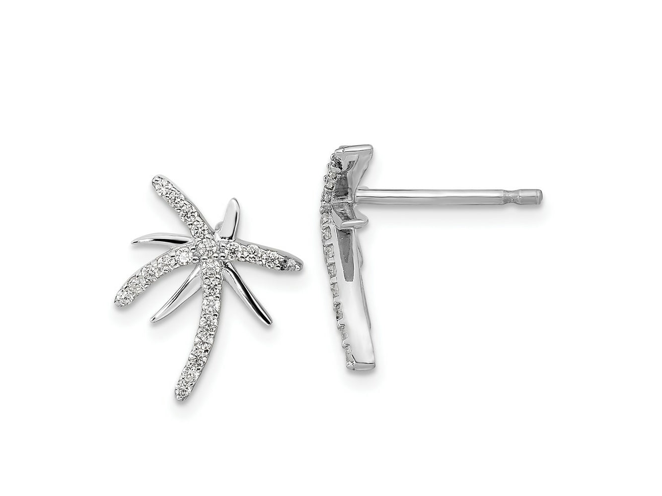 FJC Finejewelers 925 Sterling Silver Button CZ Palm Tree Post Earrings 15 mm x 12 mm