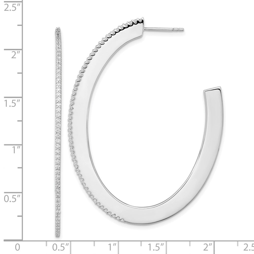 FJC Finejewelers 925 Sterling Silver CZ Oval Post J-Hoop Earrings 54 mm x 41 mm