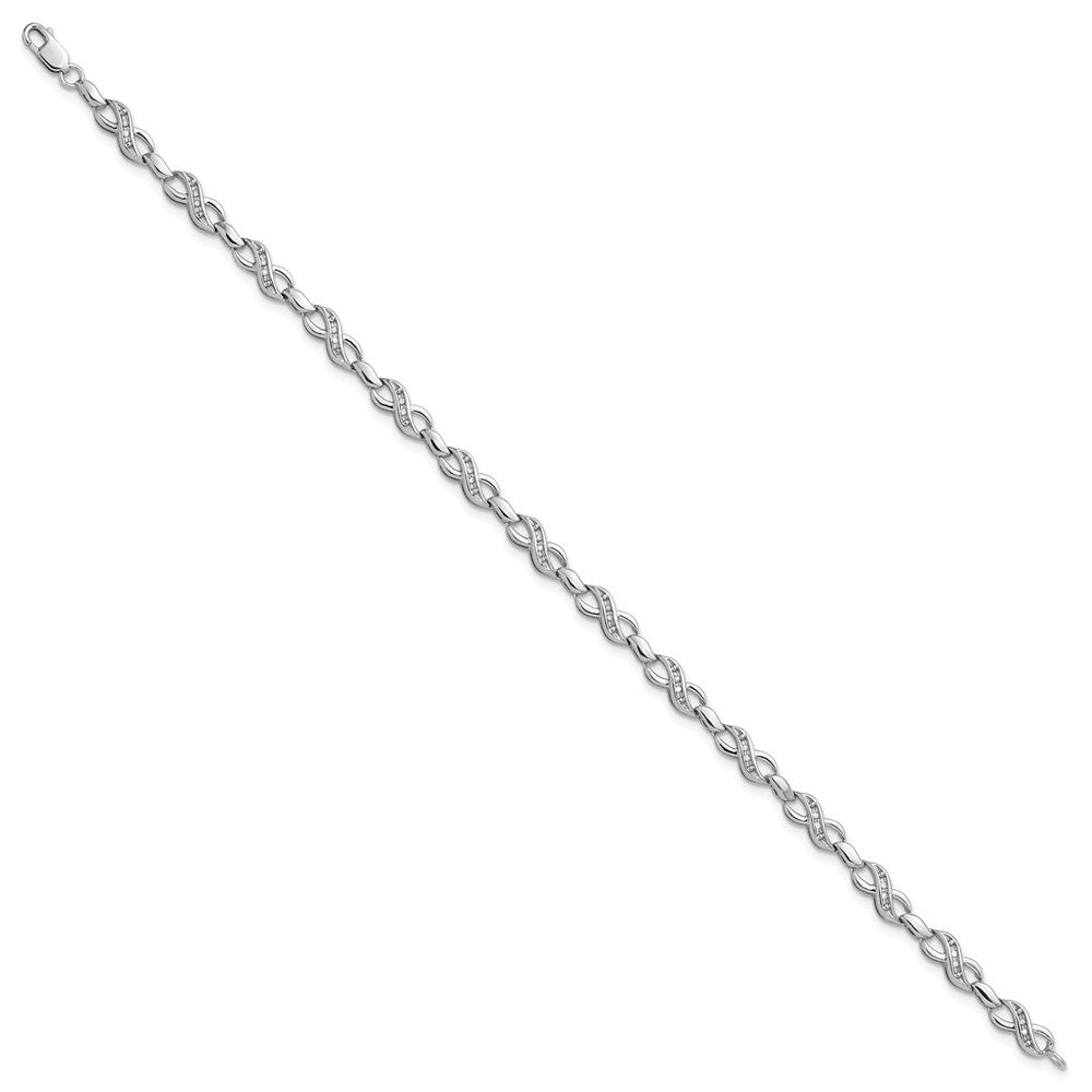 FJC Finejewelers 925 Sterling Silver Diamond Rhodium Plated Diam. Infinity Symbol Bracelet 7.5 Inches