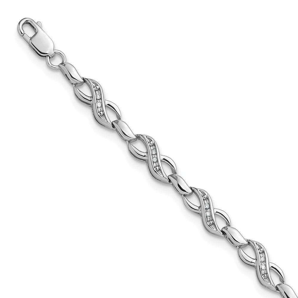 FJC Finejewelers 925 Sterling Silver Diamond Rhodium Plated Diam. Infinity Symbol Bracelet 7.5 Inches