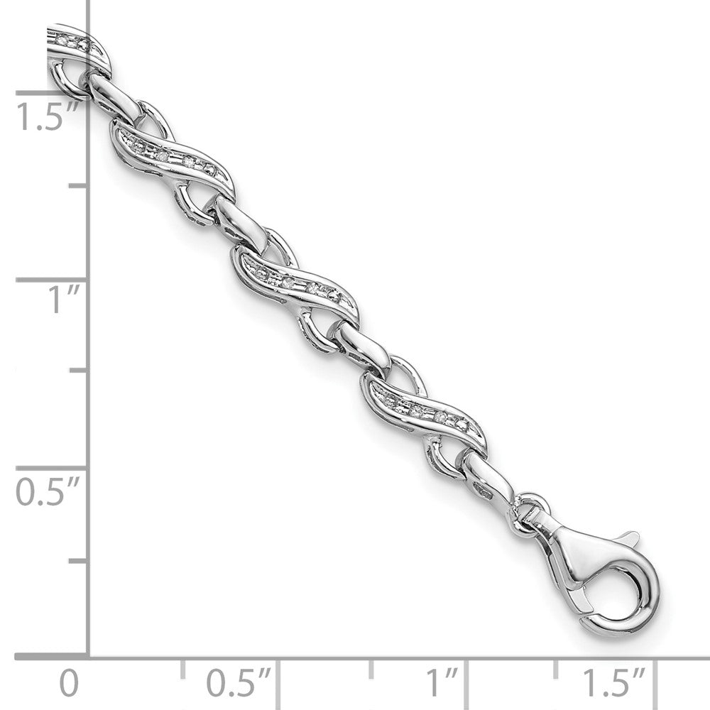 FJC Finejewelers 925 Sterling Silver Diamond Rhodium Plated Diam. Infinity Symbol Bracelet 7.5 Inches