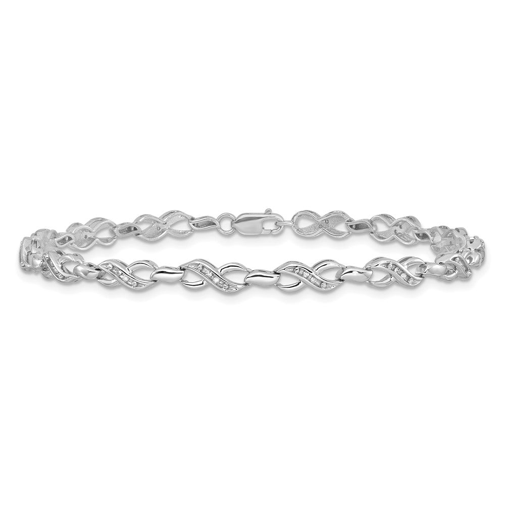 FJC Finejewelers 925 Sterling Silver Diamond Rhodium Plated Diam. Infinity Symbol Bracelet 7.5 Inches