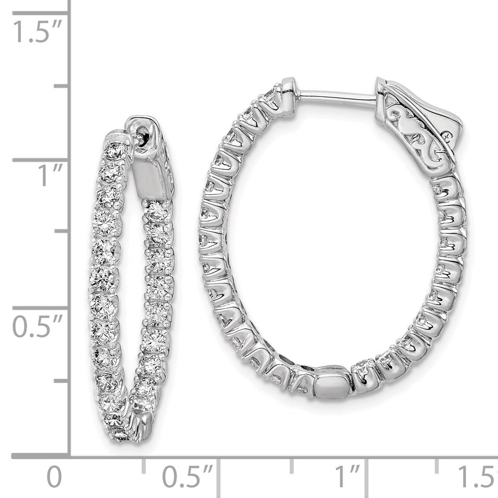 FJC Finejewelers 925 Sterling Silver CZ In and Out Oval Hoop Earrings 29 mm x 23 mm