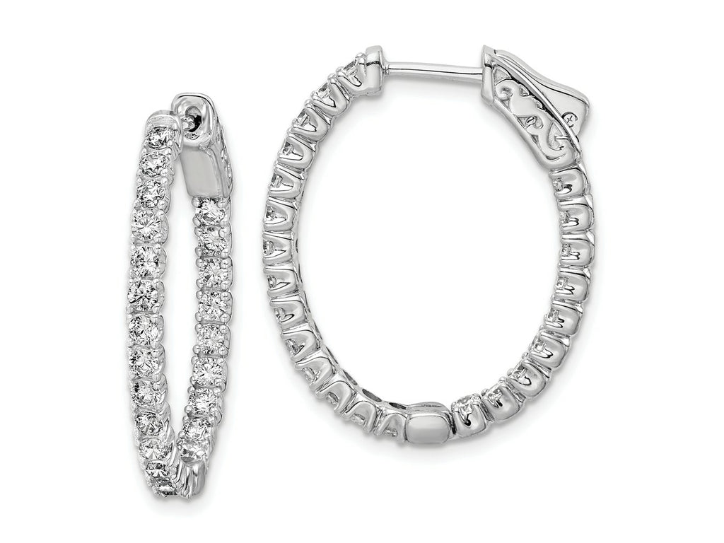 FJC Finejewelers 925 Sterling Silver CZ In and Out Oval Hoop Earrings 29 mm x 23 mm