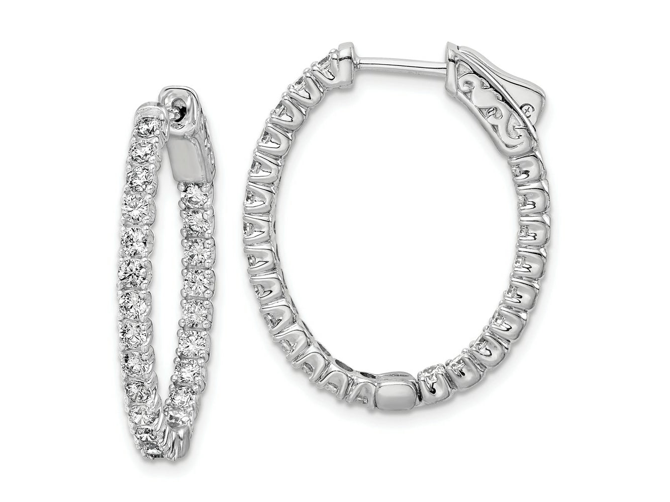 FJC Finejewelers 925 Sterling Silver CZ In and Out Oval Hoop Earrings 29 mm x 23 mm