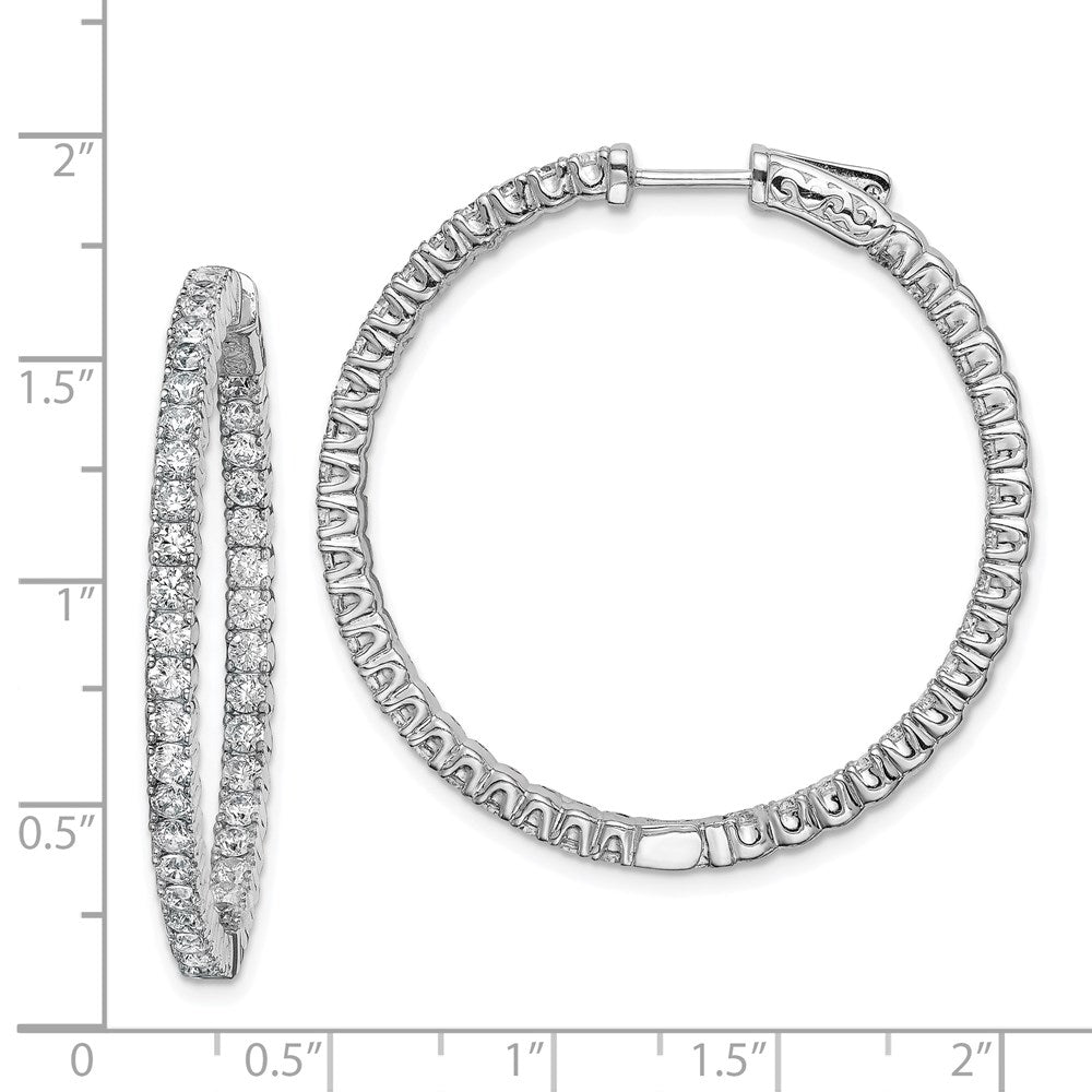 FJC Finejewelers 925 Sterling Silver CZ 80 Stones In and Out Hoop Earrings 45 mm x 45 mm