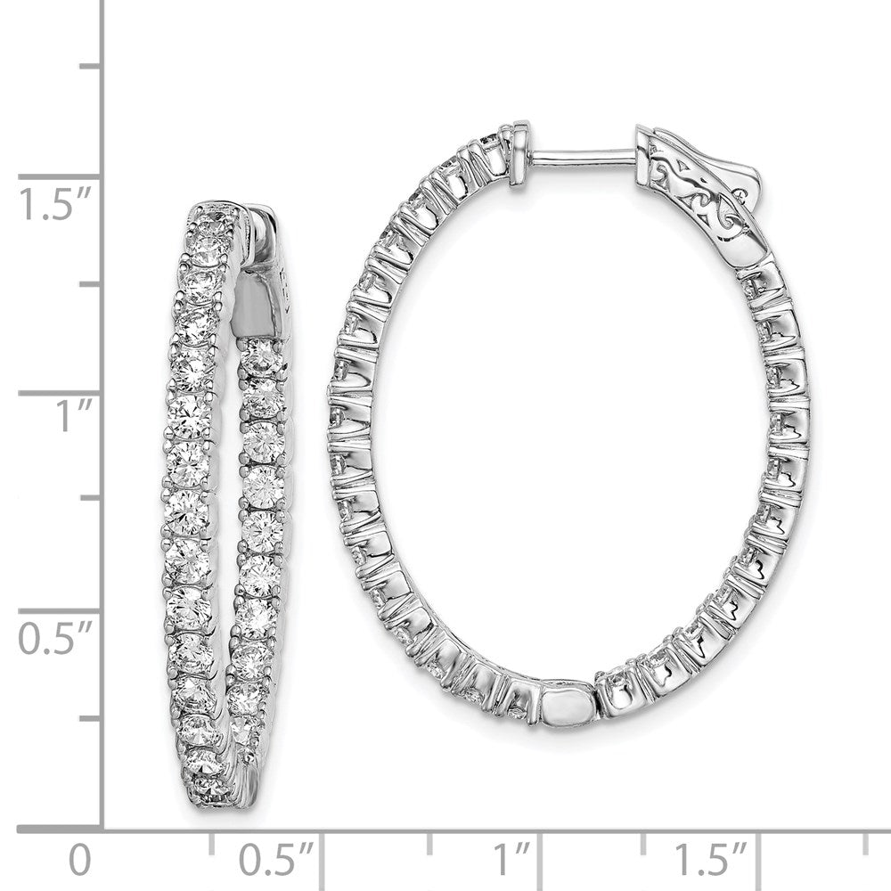 FJC Finejewelers 925 Sterling Silver CZ In and Out Oval Hoop Earrings 38 mm x 29 mm