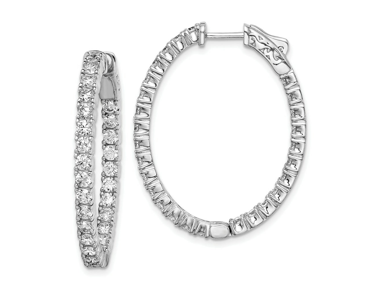 FJC Finejewelers 925 Sterling Silver CZ In and Out Oval Hoop Earrings 38 mm x 29 mm