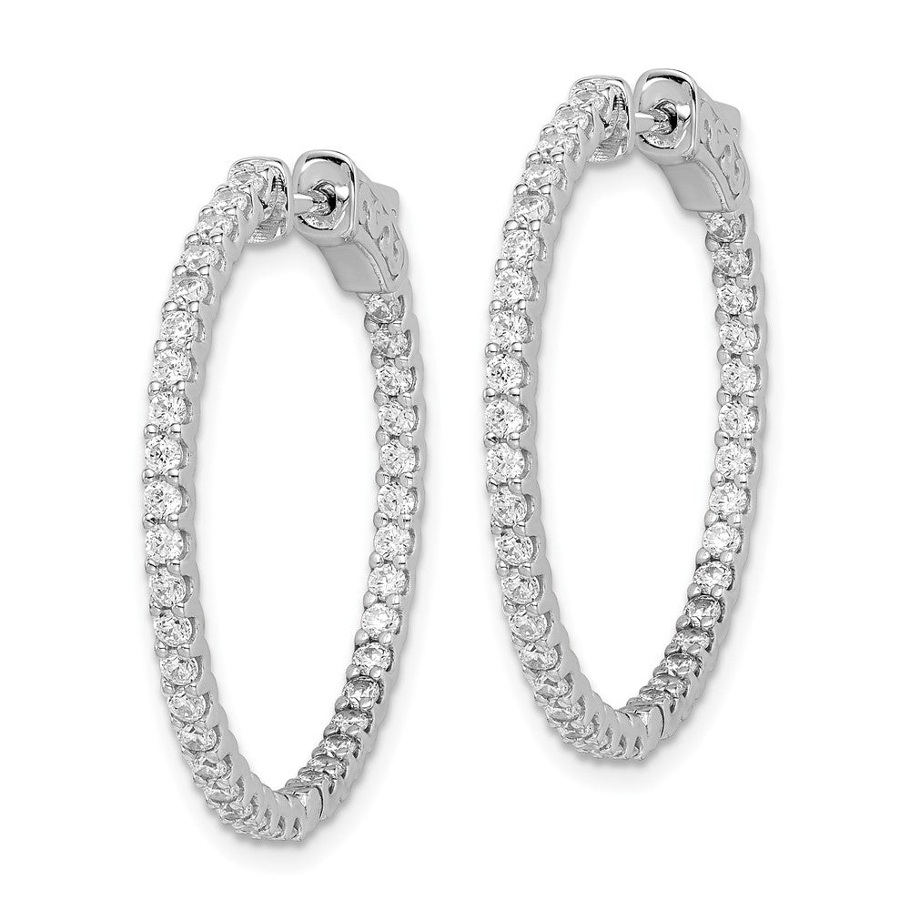 FJC Finejewelers 925 Sterling Silver CZ 74 Stone In and Out Hoop Earrings 33 mm x 34 mm