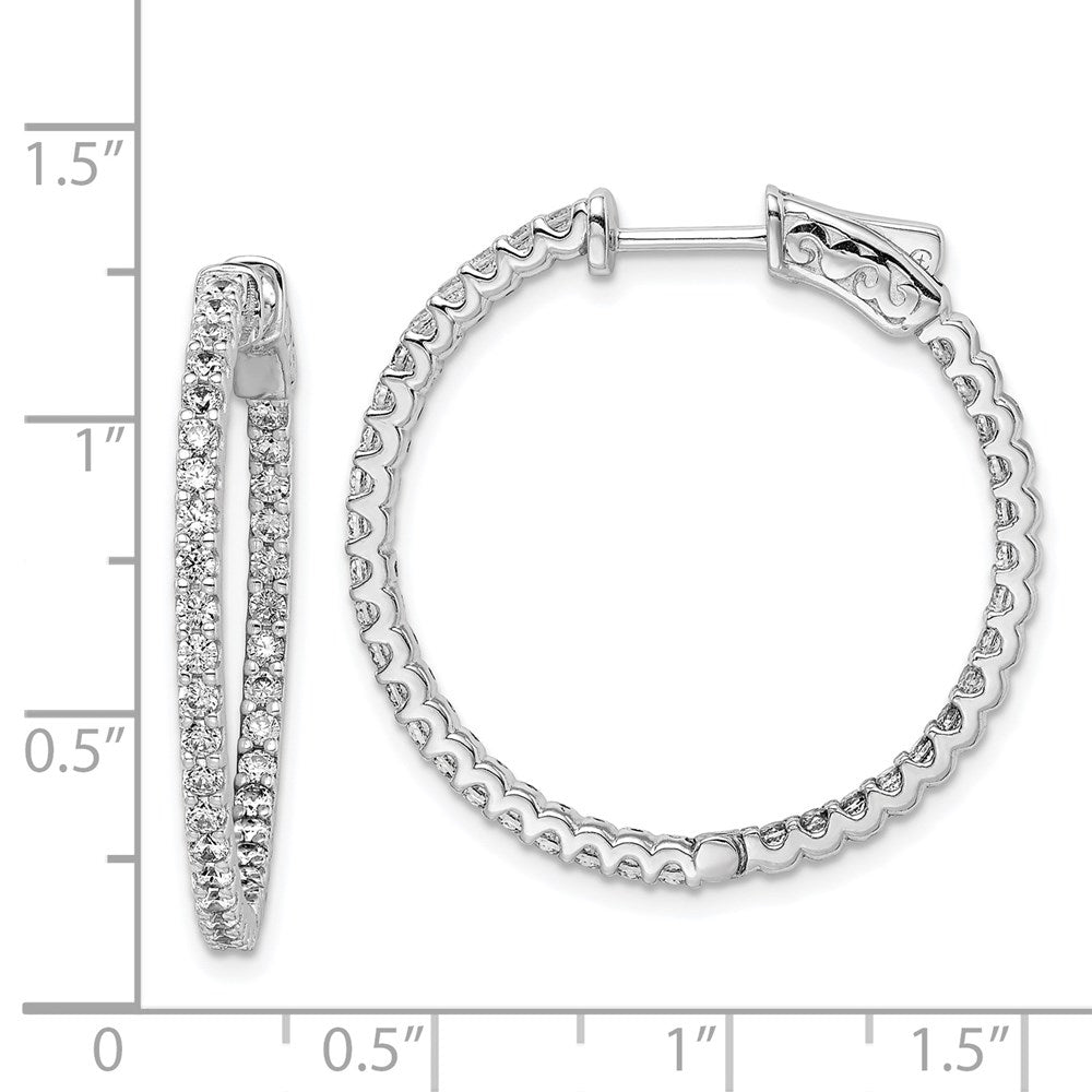 FJC Finejewelers 925 Sterling Silver CZ 74 Stone In and Out Hoop Earrings 33 mm x 34 mm