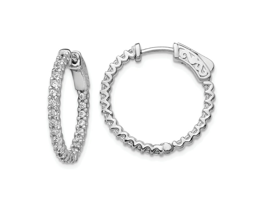 FJC Finejewelers 925 Sterling Silver CZ 48 Stone In and Out Hoop Earrings 24 mm x 25 mm