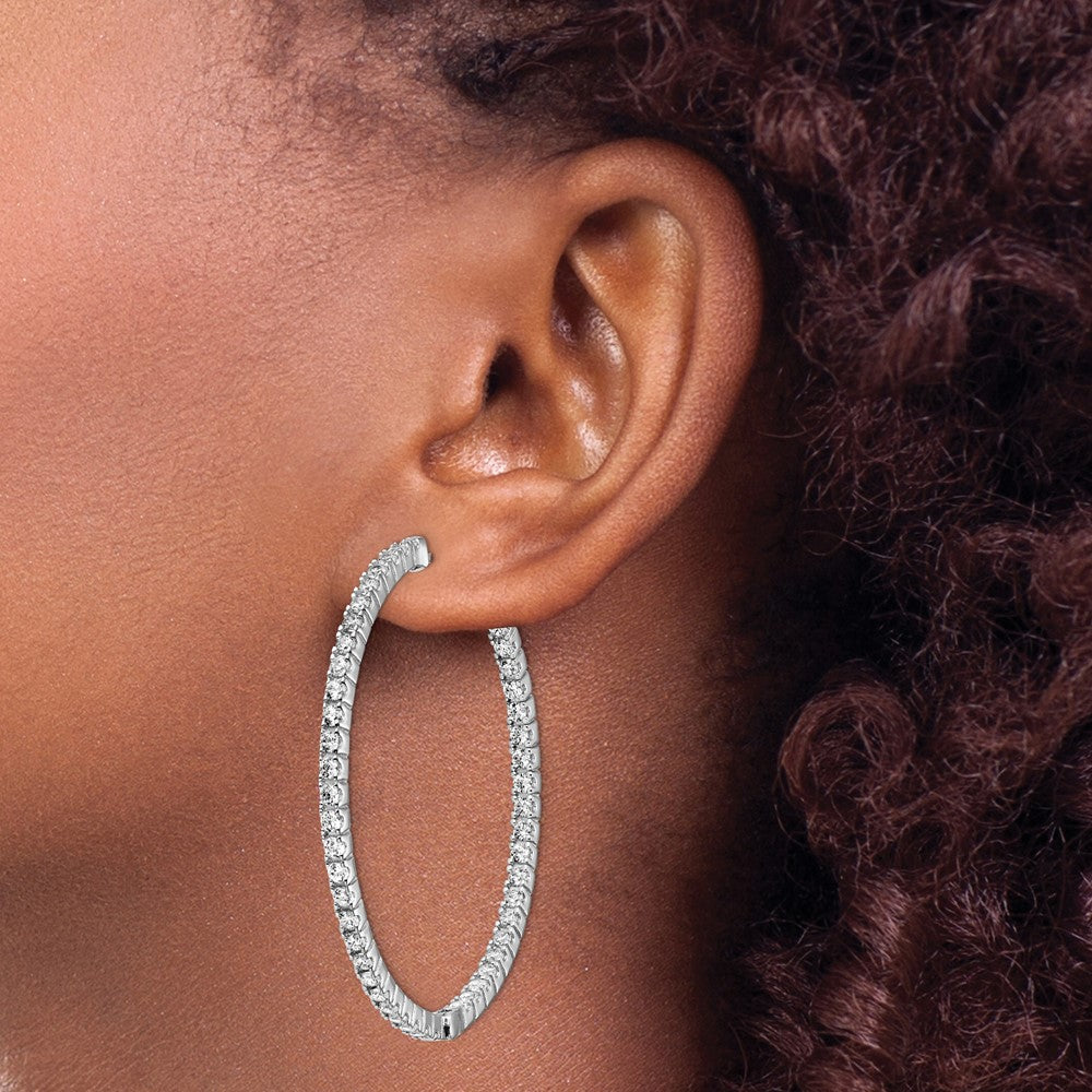 FJC Finejewelers 925 Sterling Silver Rhodium Plated CZ In and Out Hoop Earrings 48 mm x 50 mm