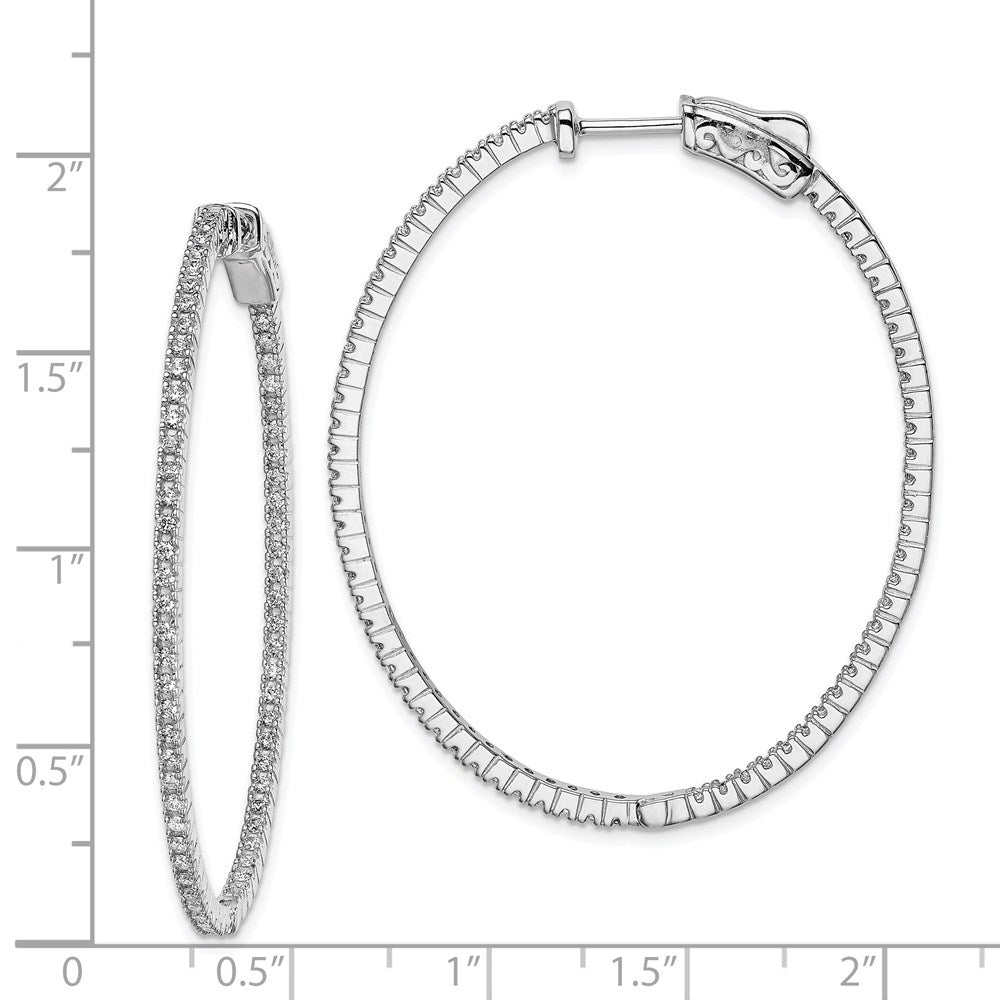 FJC Finejewelers 925 Sterling Silver Rhodium Plated CZ In and Out Oval Hinged Hoop Earrings 50 mm x 41 mm