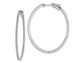 FJC Finejewelers 925 Sterling Silver Rhodium Plated CZ In and Out Oval Hinged Hoop Earrings 50 mm x 41 mm