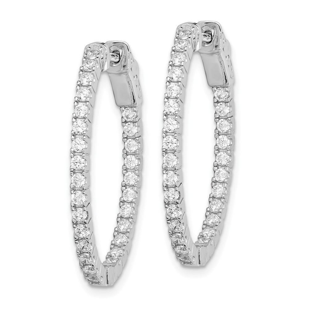 FJC Finejewelers 925 Sterling Silver Rhodium Plated CZ In and Out Oval Hoop Earrings 31 mm x 25 mm