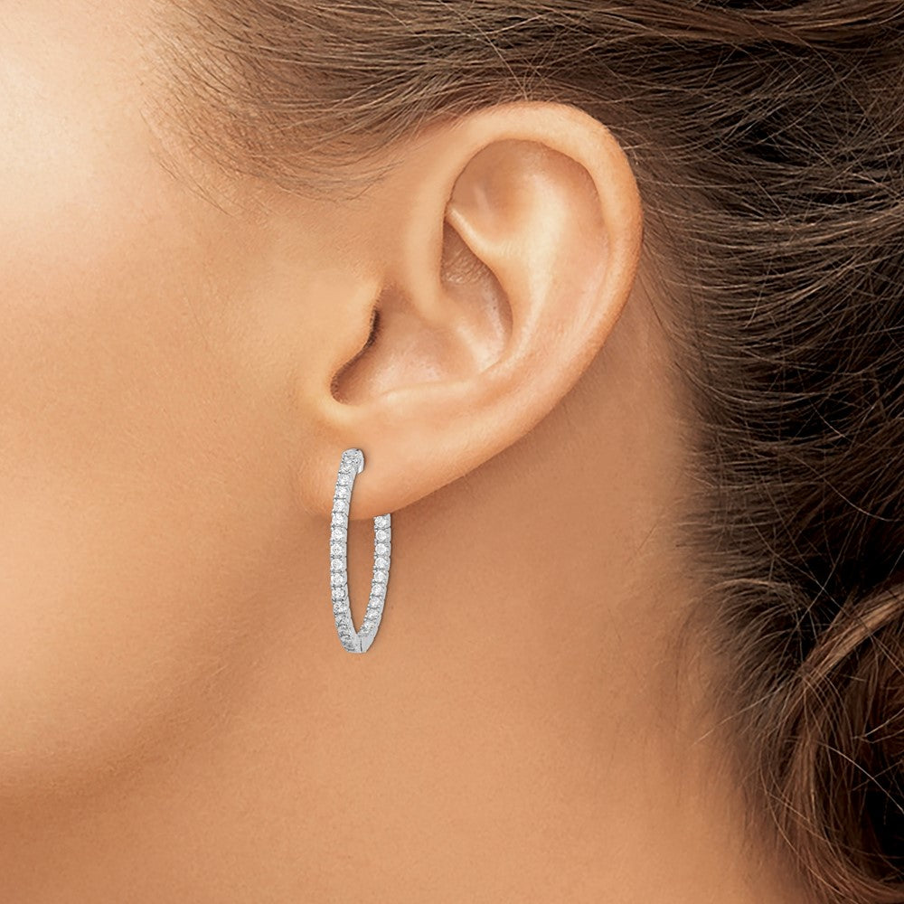 FJC Finejewelers 925 Sterling Silver Rhodium Plated CZ In and Out Oval Hoop Earrings 31 mm x 25 mm