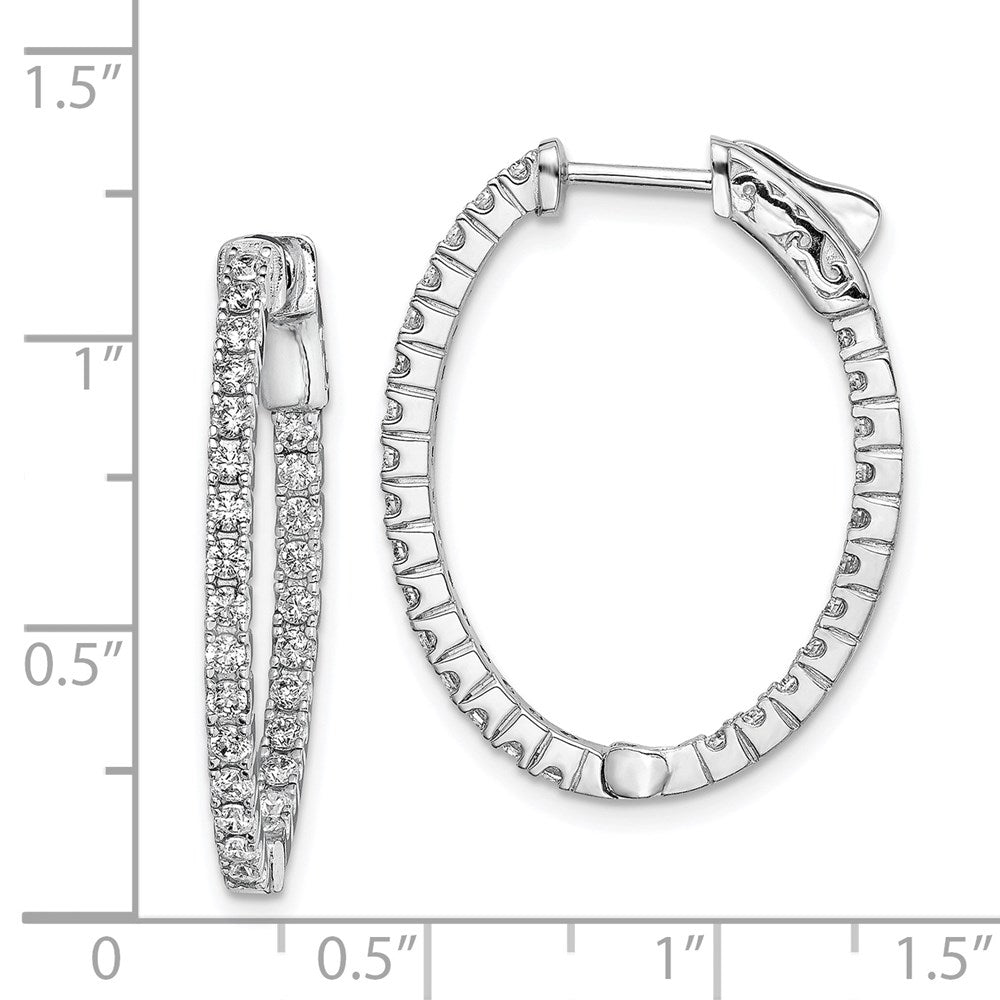 FJC Finejewelers 925 Sterling Silver Rhodium Plated CZ In and Out Oval Hoop Earrings 31 mm x 25 mm