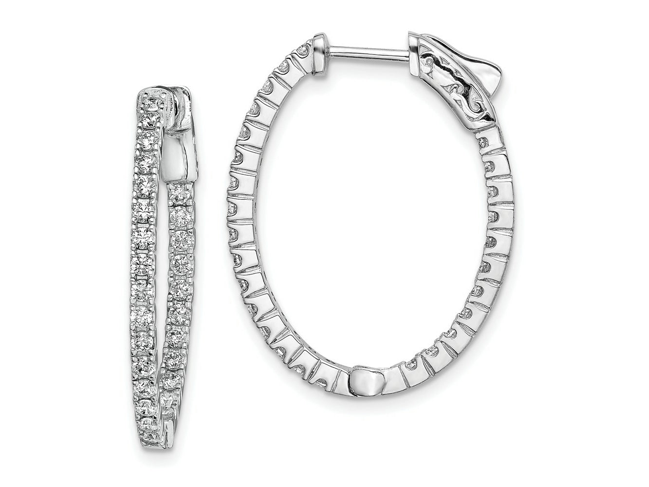 FJC Finejewelers 925 Sterling Silver Rhodium Plated CZ In and Out Oval Hoop Earrings 31 mm x 25 mm
