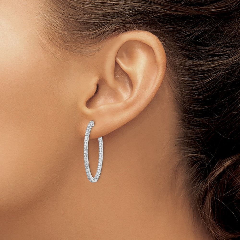 FJC Finejewelers 925 Sterling Silver Rhodium Plated CZ In and Out Hoop Earrings 38 mm x 38 mm
