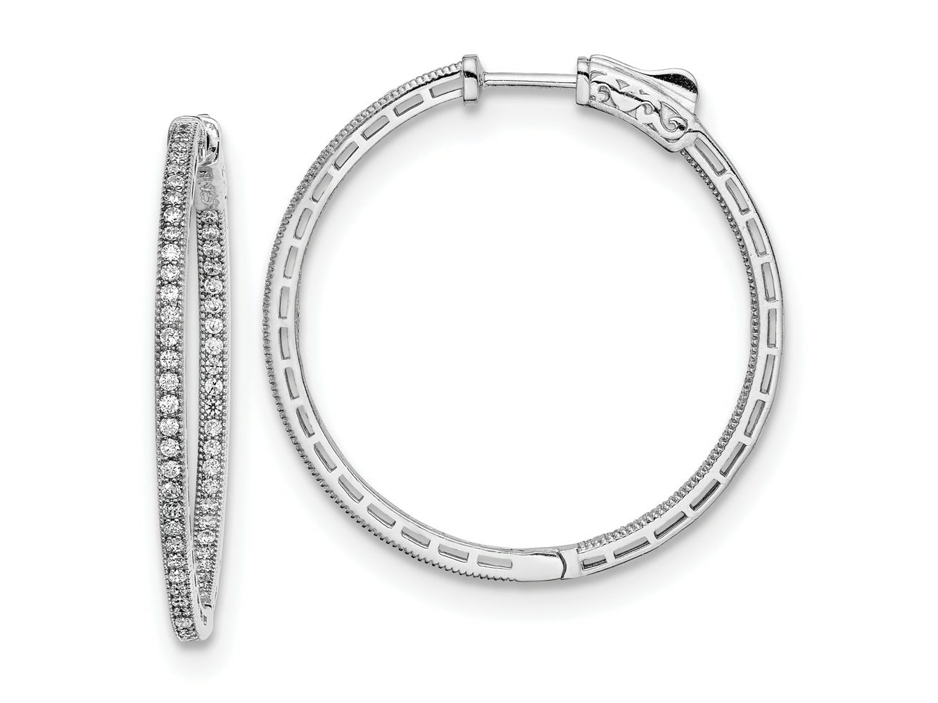 FJC Finejewelers 925 Sterling Silver Rhodium Plated CZ In and Out Hoop Earrings 38 mm x 38 mm