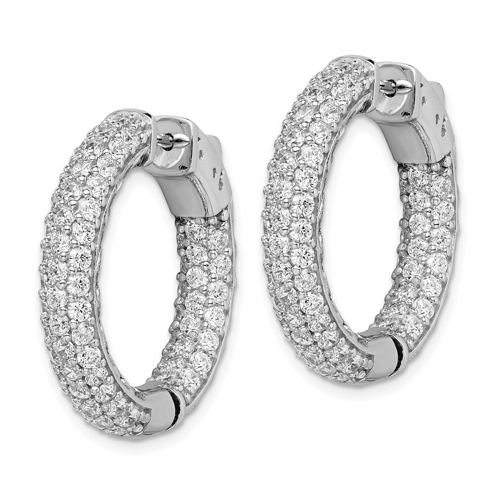 FJC Finejewelers 925 Sterling Silver Rhodium Plated Pavé CZ In and Out Hoop Earrings 30 mm x 31 mm