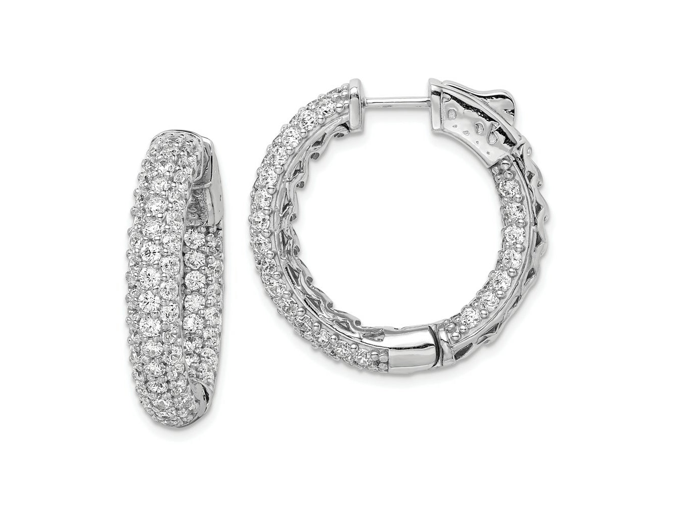 FJC Finejewelers 925 Sterling Silver Rhodium Plated Pavé CZ In and Out Hoop Earrings 30 mm x 31 mm