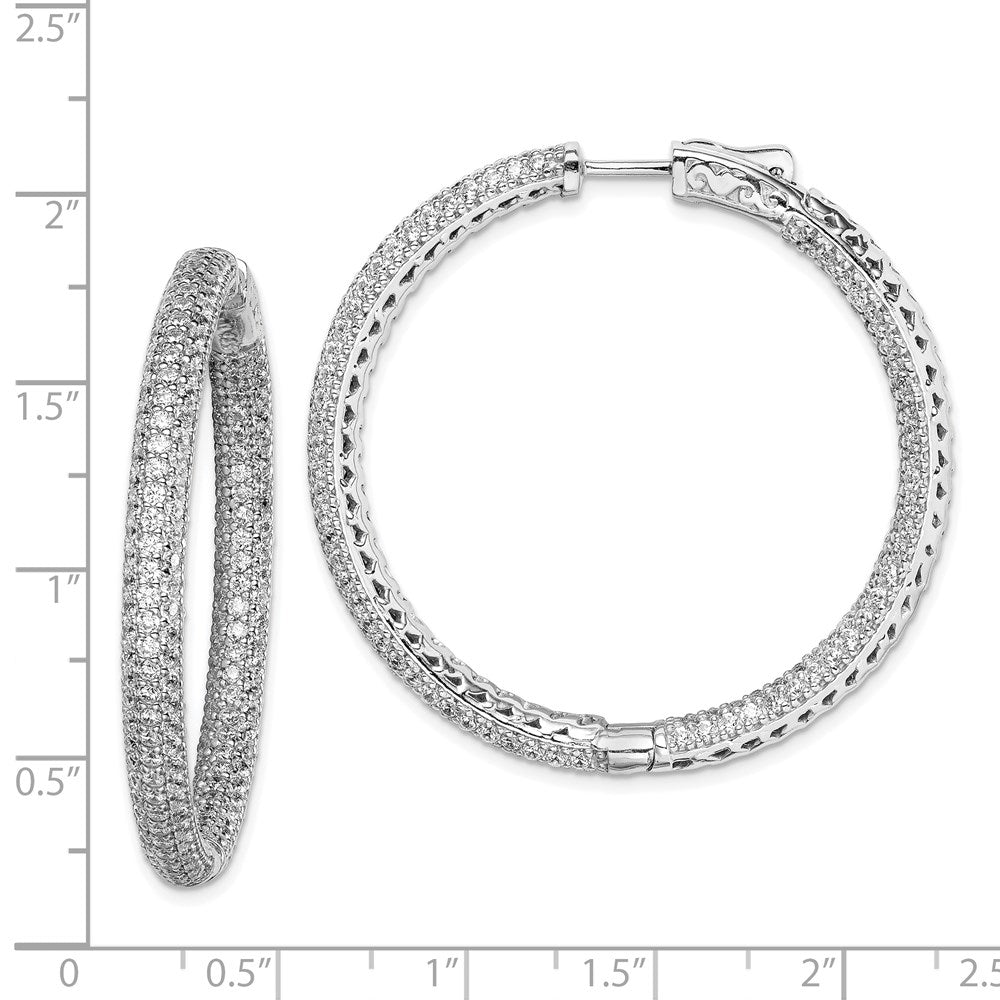 FJC Finejewelers 925 Sterling Silver Rhodium Plated Pavé CZ 380 stones Hoop Earrings 47 mm x 48 mm