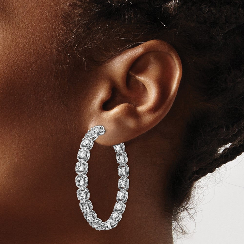 FJC Finejewelers 925 Sterling Silver Rhodium Plated CZ In and Out Hoop Earrings 36 mm x 38 mm