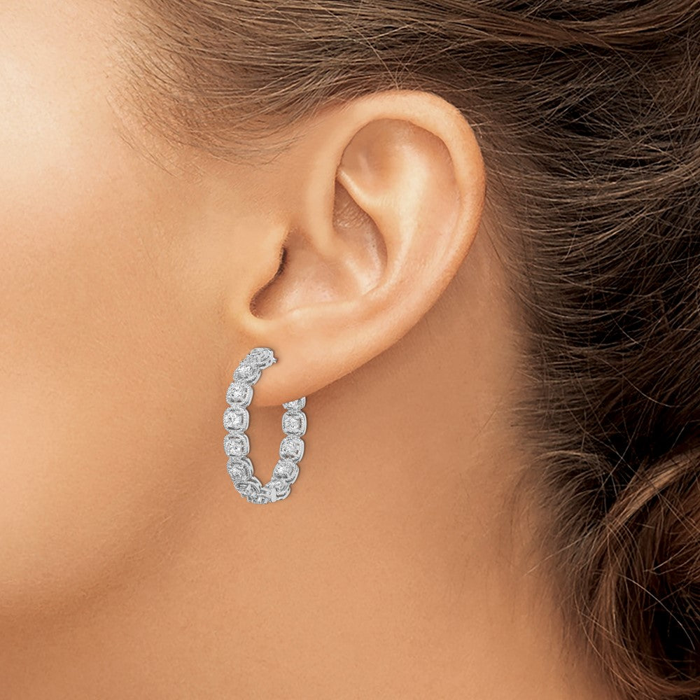 FJC Finejewelers 925 Sterling Silver Rhodium Plated CZ In and Out Hoop Earrings 28 mm x 28 mm