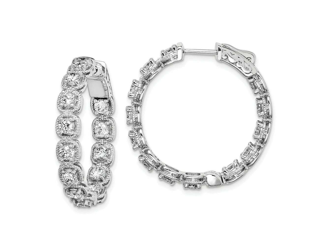 FJC Finejewelers 925 Sterling Silver Rhodium Plated CZ In and Out Hoop Earrings 28 mm x 28 mm