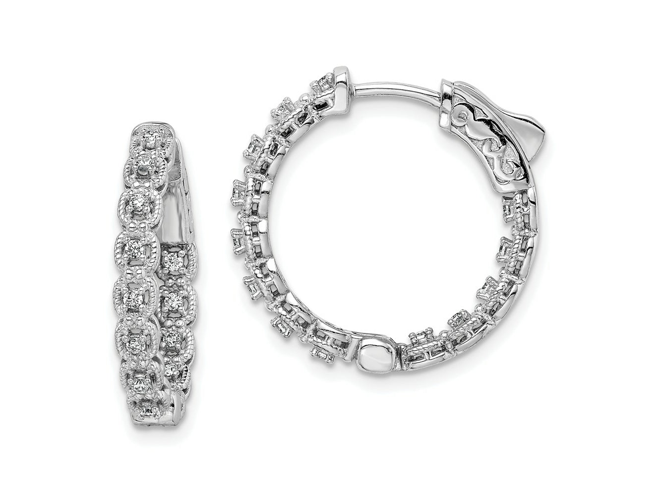 FJC Finejewelers 925 Sterling Silver Rhodium Plated CZ In and Out Hoop Earrings 20 mm x 21 mm