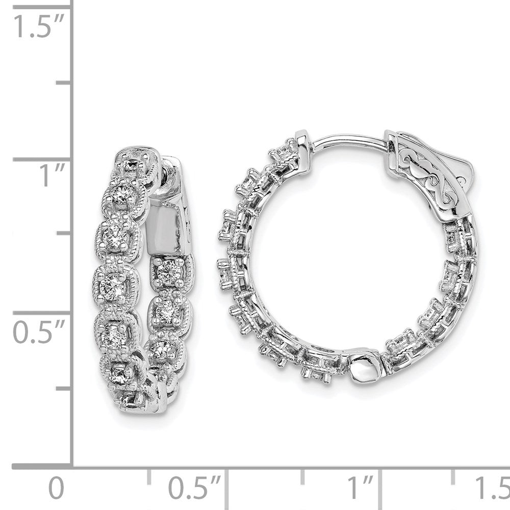 FJC Finejewelers 925 Sterling Silver Rhodium Plated CZ In and Out Hoop Earrings 21 mm x 22 mm