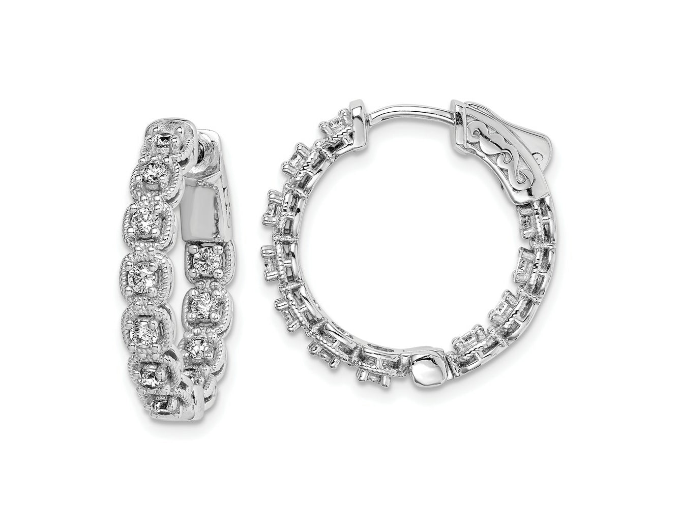 FJC Finejewelers 925 Sterling Silver Rhodium Plated CZ In and Out Hoop Earrings 21 mm x 22 mm
