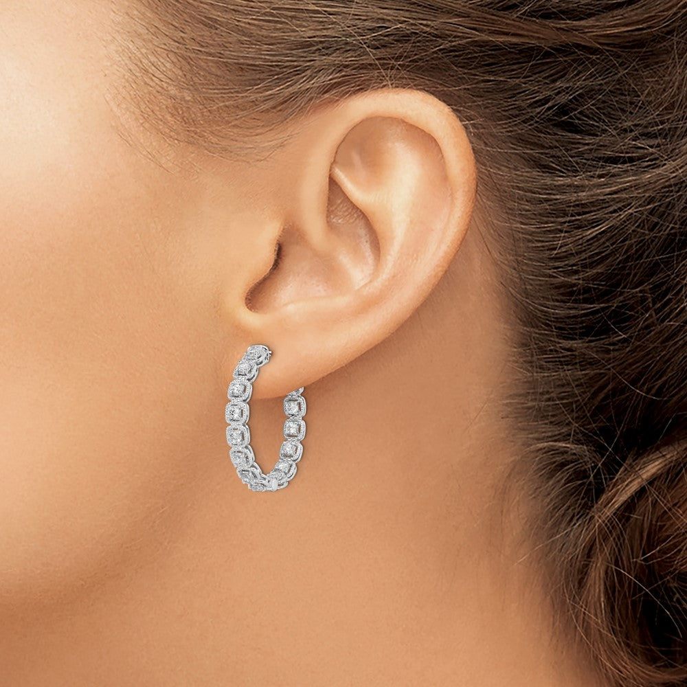 FJC Finejewelers 925 Sterling Silver Rhodium Plated CZ In and Out round Hoop Earrings 27 mm x 27 mm