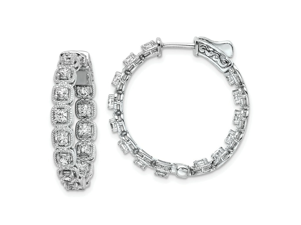 FJC Finejewelers 925 Sterling Silver Rhodium Plated CZ In and Out round Hoop Earrings 27 mm x 27 mm