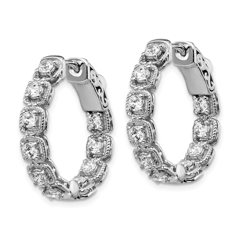 FJC Finejewelers 925 Sterling Silver Rhodium Plated CZ In and Out Oval Hoop Earrings 22 mm x 21 mm