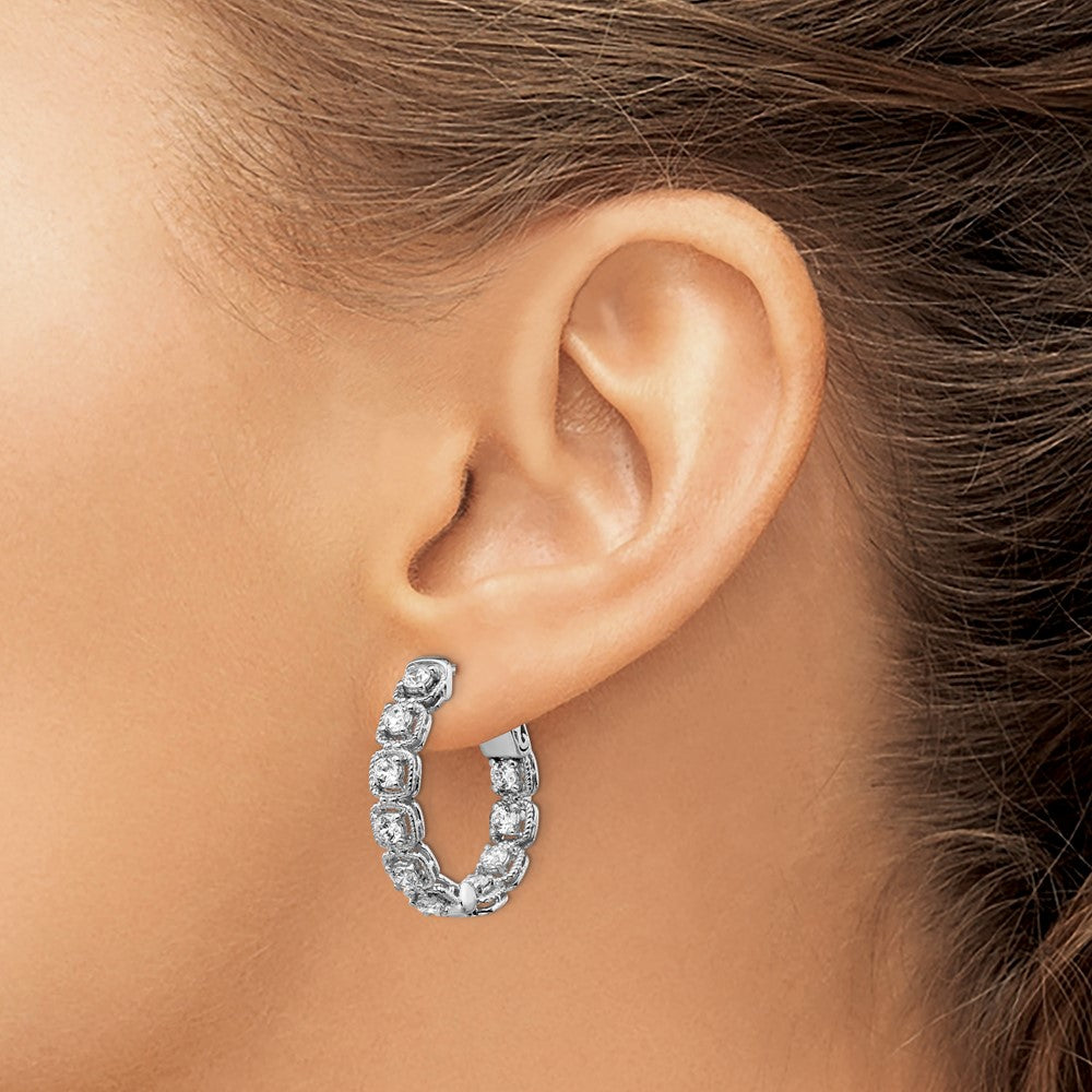 FJC Finejewelers 925 Sterling Silver Rhodium Plated CZ In and Out Oval Hoop Earrings 22 mm x 21 mm