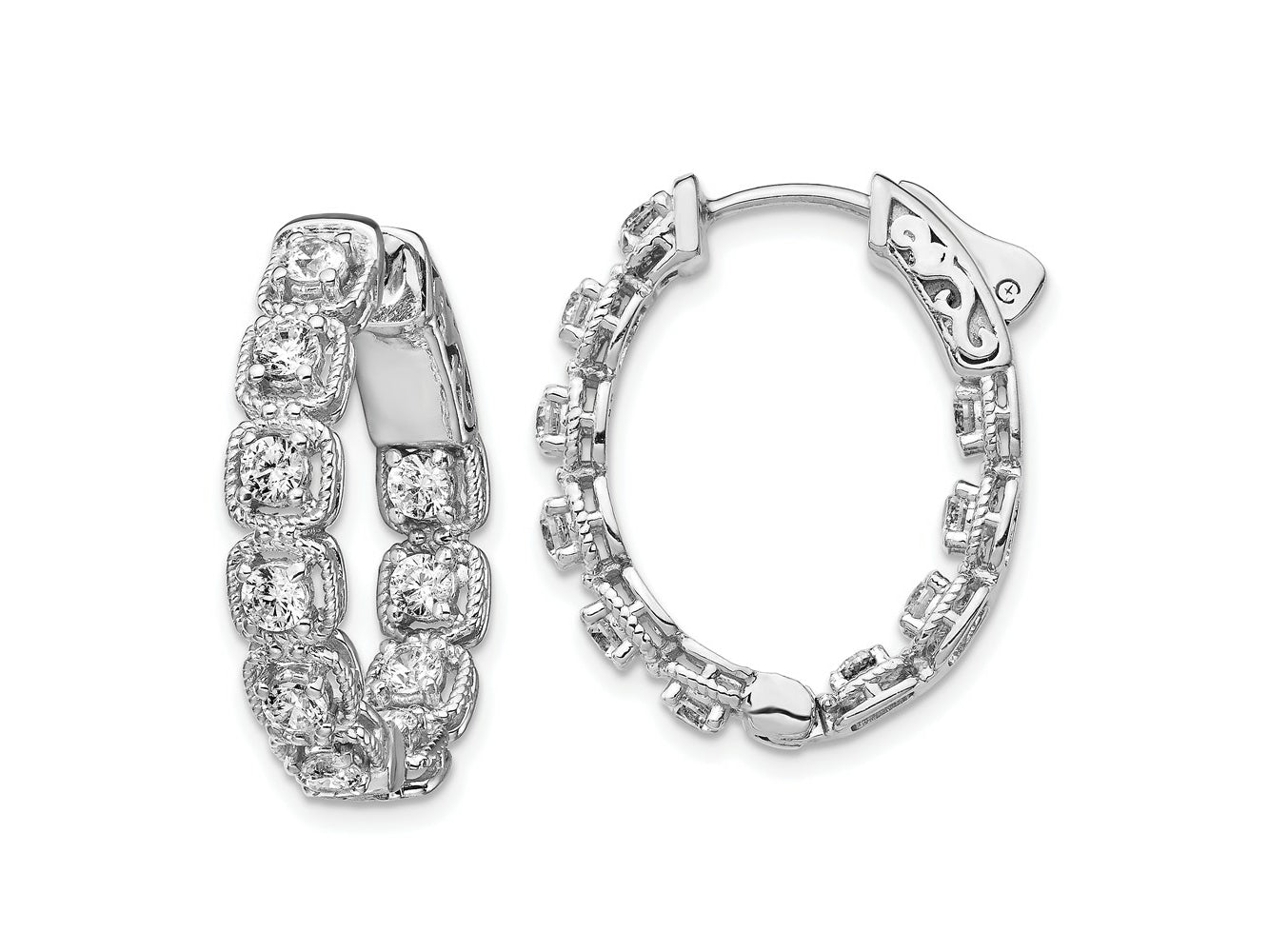 FJC Finejewelers 925 Sterling Silver Rhodium Plated CZ In and Out Oval Hoop Earrings 22 mm x 21 mm