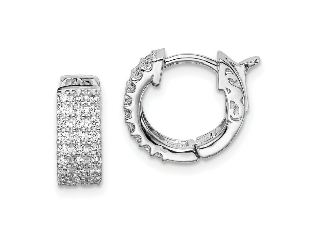 FJC Finejewelers 925 Sterling Silver Rhodium Plated CZ Small Hinged Hoop Earrings 10 mm x 12 mm