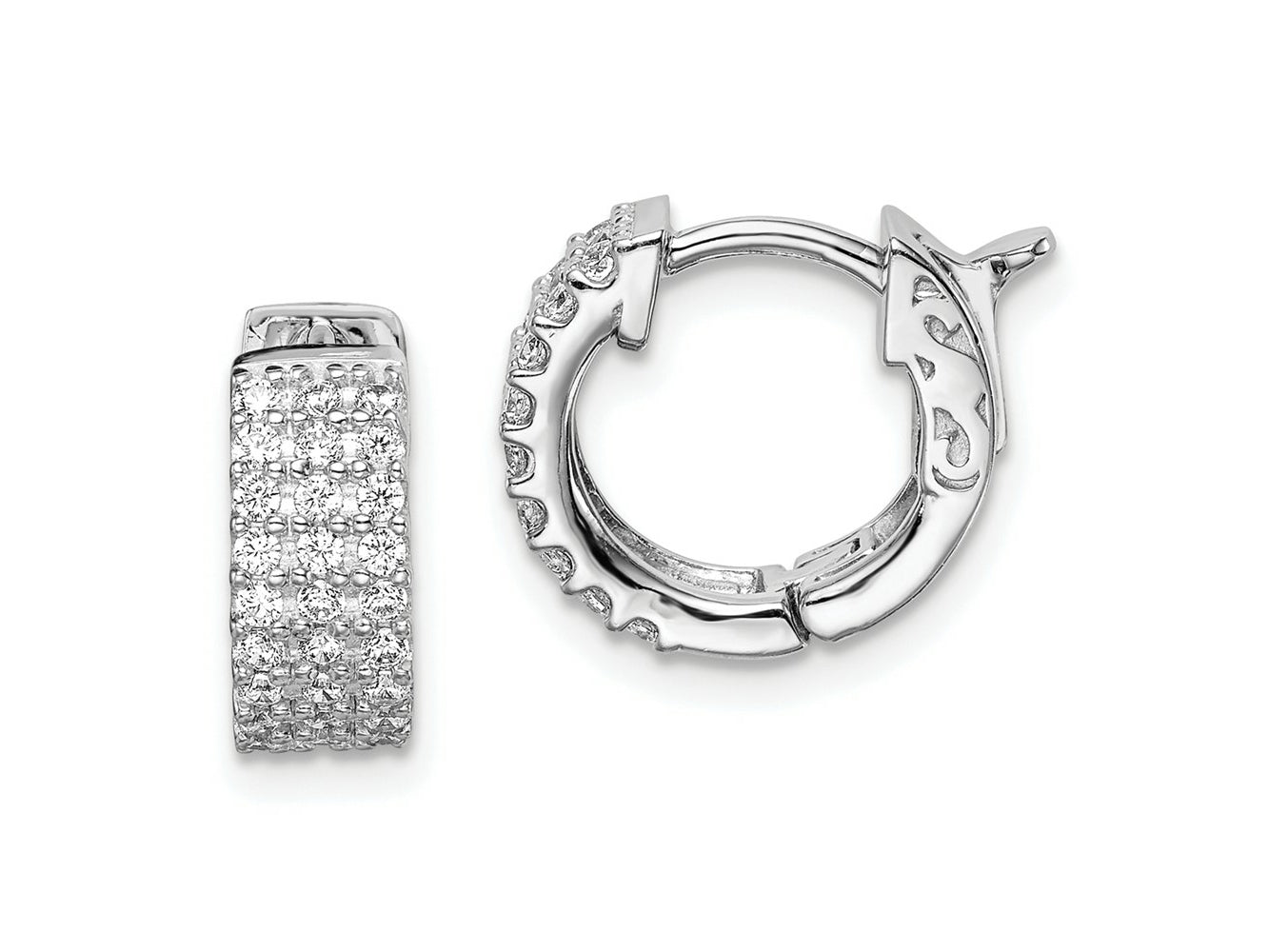 FJC Finejewelers 925 Sterling Silver Rhodium Plated CZ Small Hinged Hoop Earrings 10 mm x 12 mm