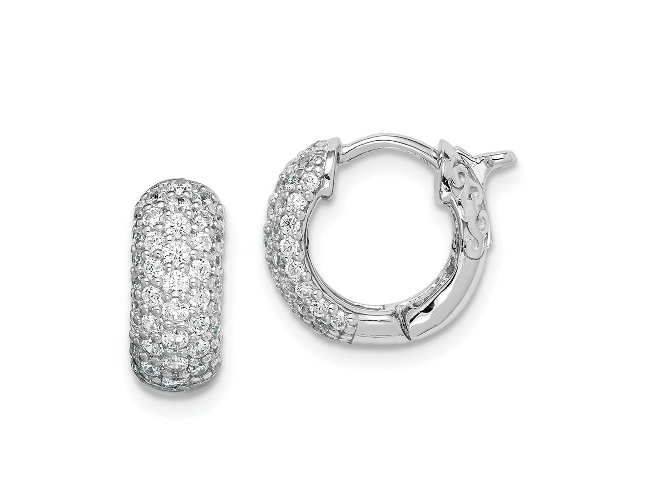 FJC Finejewelers 925 Sterling Silver Rhodium Plated CZ Small Hinged Hoop Earrings 12 mm x 13 mm