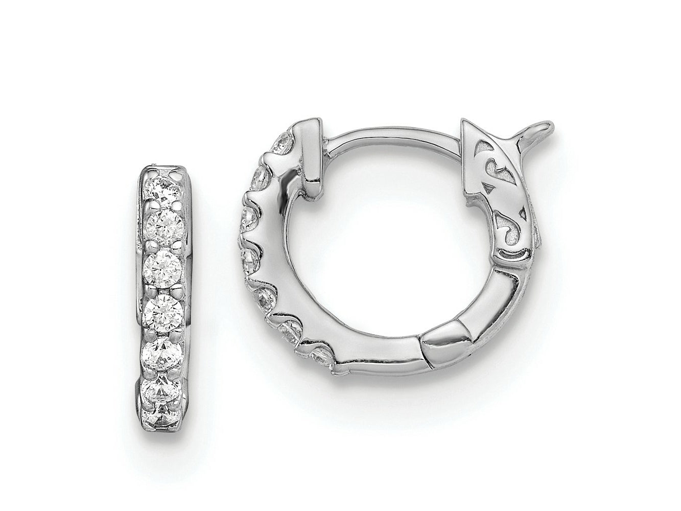 FJC Finejewelers 925 Sterling Silver Rhodium Plated CZ Small Hinged Hoop Earrings 11 mm x 12 mm