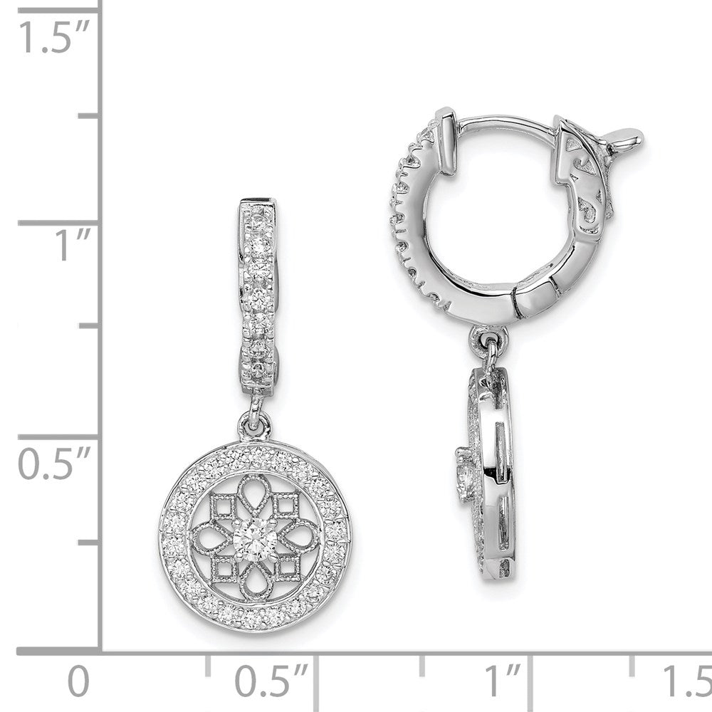 FJC Finejewelers 925 Sterling Silver Rhodium Plated CZ Hinged Hoop Dangle Earrings 27 mm x 12 mm