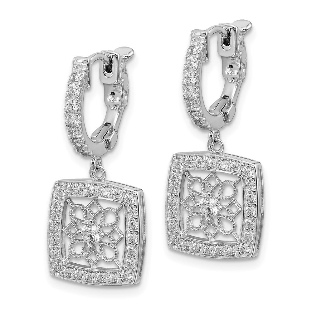 FJC Finejewelers 925 Sterling Silver Dangle CZ Hinged Hoop Square Snowflake Earrings 27 mm x 12 mm