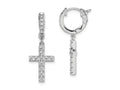 FJC Finejewelers 925 Sterling Silver Rhodium Plated CZ Hinged Hoop Dangle Cross Earrings 31 mm x 11 mm