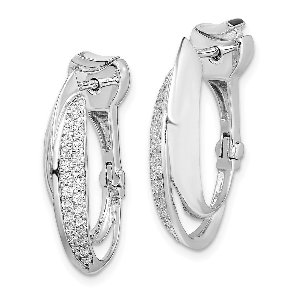FJC Finejewelers 925 Sterling Silver Rhodium Plated CZ Hinged Oval Hoop Dangle Earring 24 x 16 mm