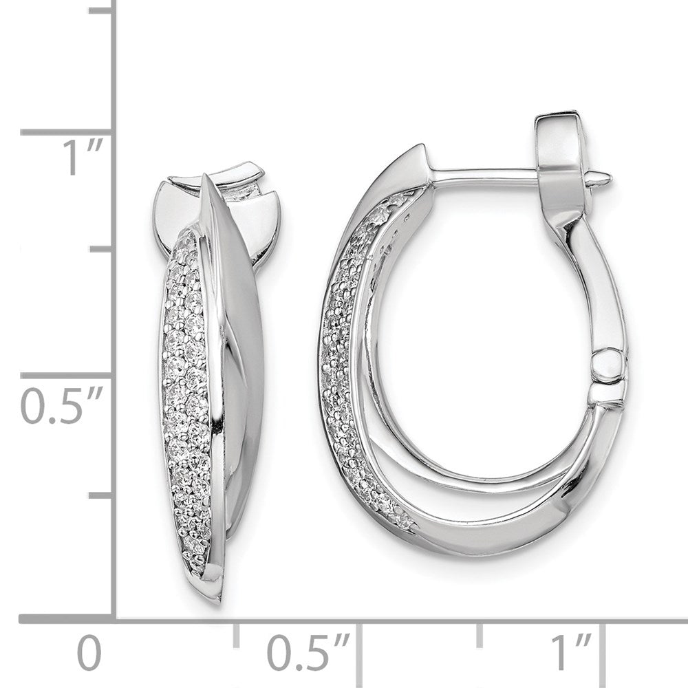 FJC Finejewelers 925 Sterling Silver Rhodium Plated CZ Hinged Oval Hoop Dangle Earring 24 x 16 mm